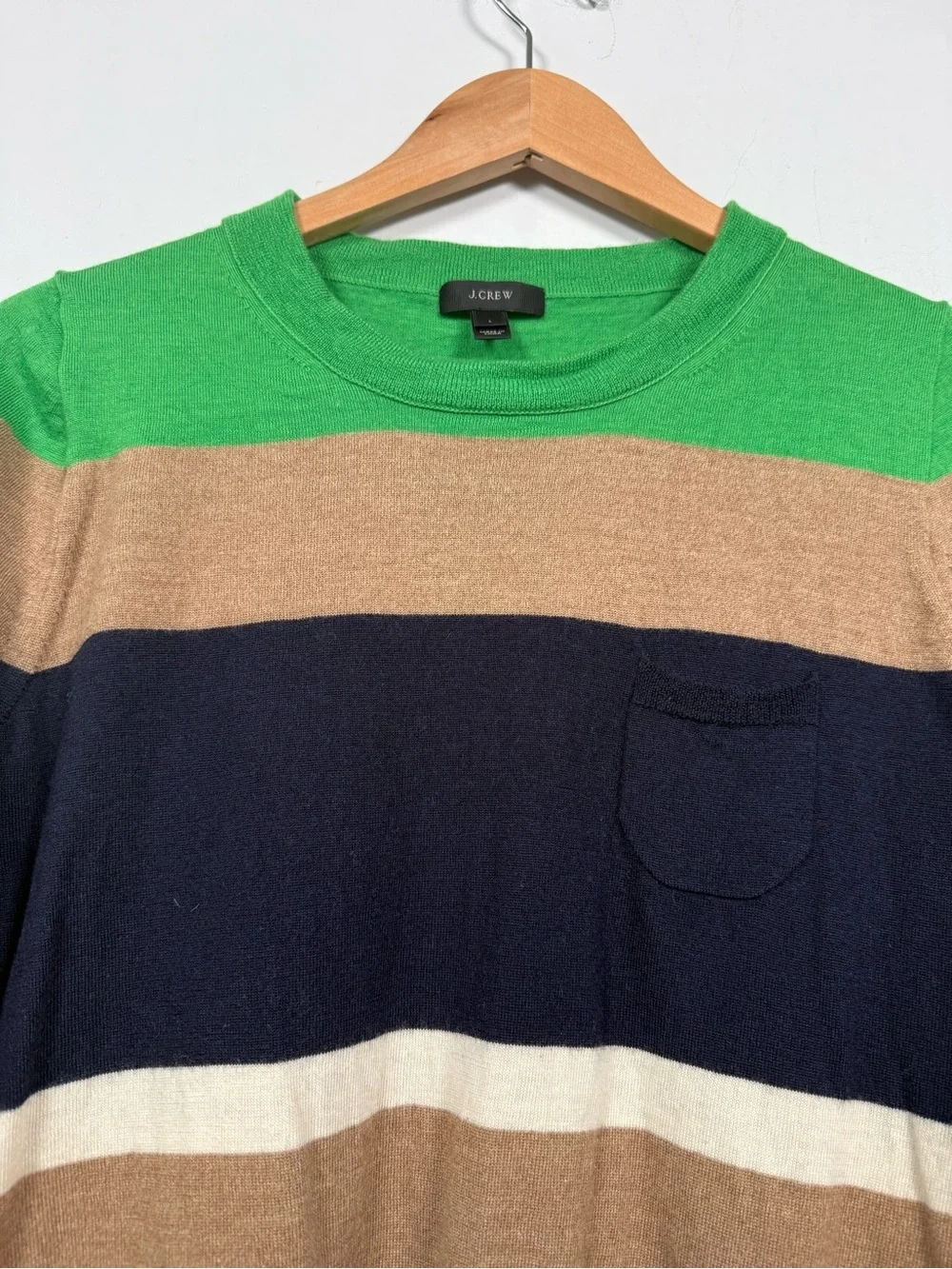 J. Crew Striped Merino Wool Crewneck Sweater, Size L